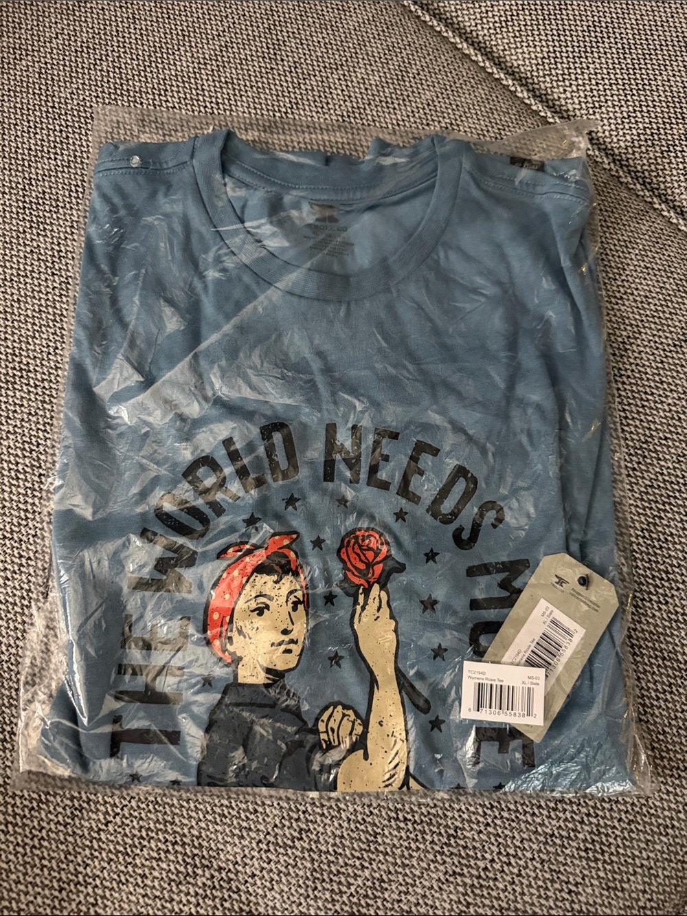 Women’s Blue Graphic Tee - The World Needs More Rosie’s XL